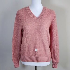 VTG Sears 70s 80s Sweater‎ Womens Small Medium Pink Boucle Pastel 3D Knit NEW